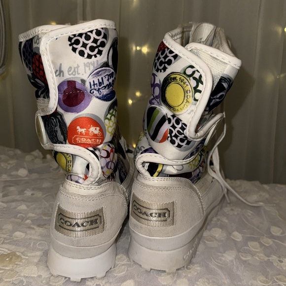 Coach Women's Dorean White/Multi Color Snow Boots 8 - Picture 4 of 6